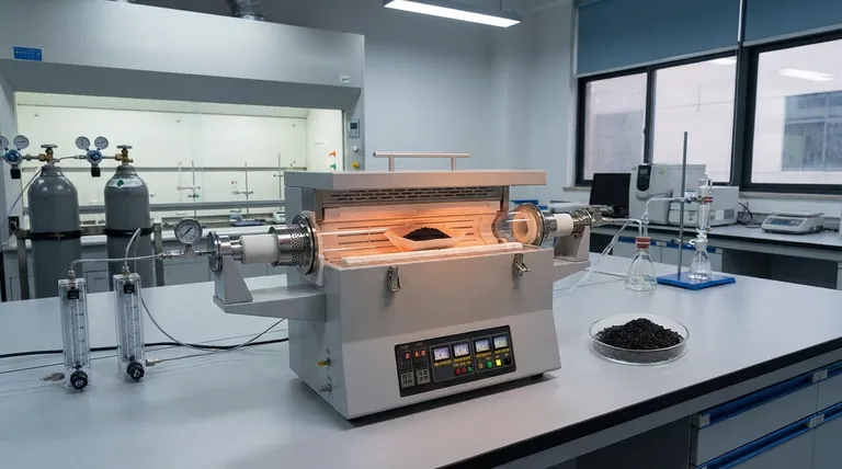 Qual é a função principal de um forno tubular na síntese de EN-LCNF? Desbloqueie Estruturas de Nanofolhas de Precisão