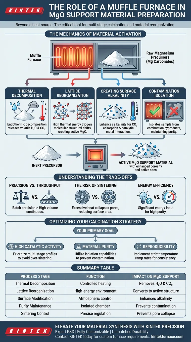 Какую роль играет муфельная печь в подготовке оксида магния в качестве носителя? Активация катализатора Визуальное руководство