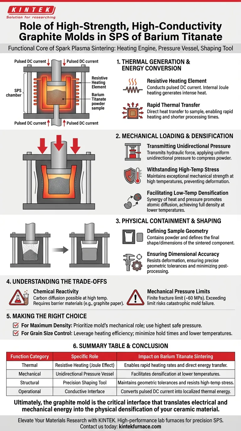在钛酸钡的SPS过程中，石墨模具起什么作用？优化加热和压力传输 图解指南