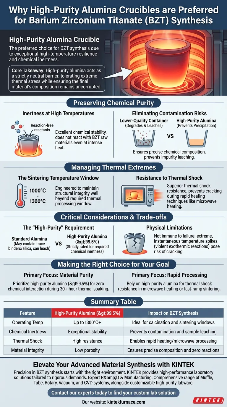 是什么让高纯氧化铝坩埚成为 BZT 合成首选？确保纯度和热稳定性 图解指南