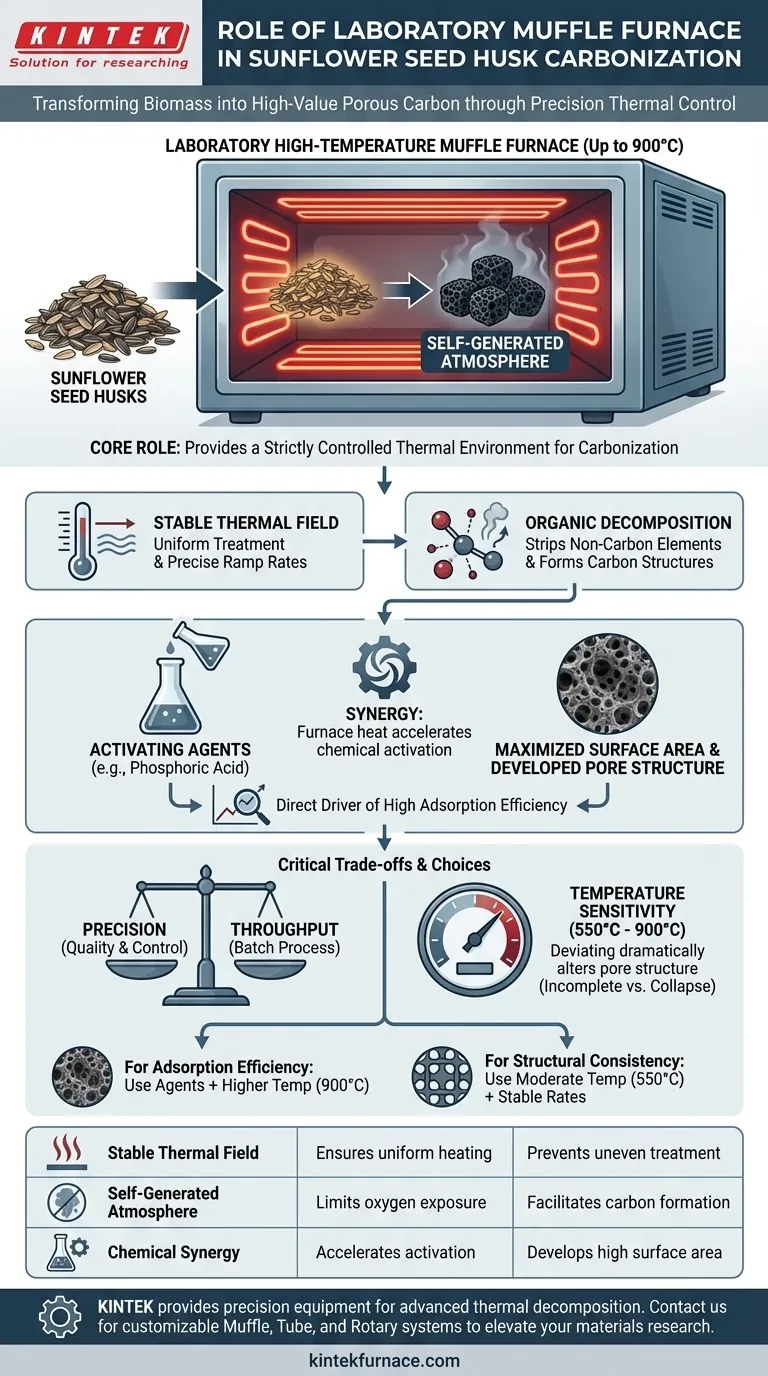 实验室高温马弗炉在向日葵壳碳化过程中起什么作用？ 图解指南
