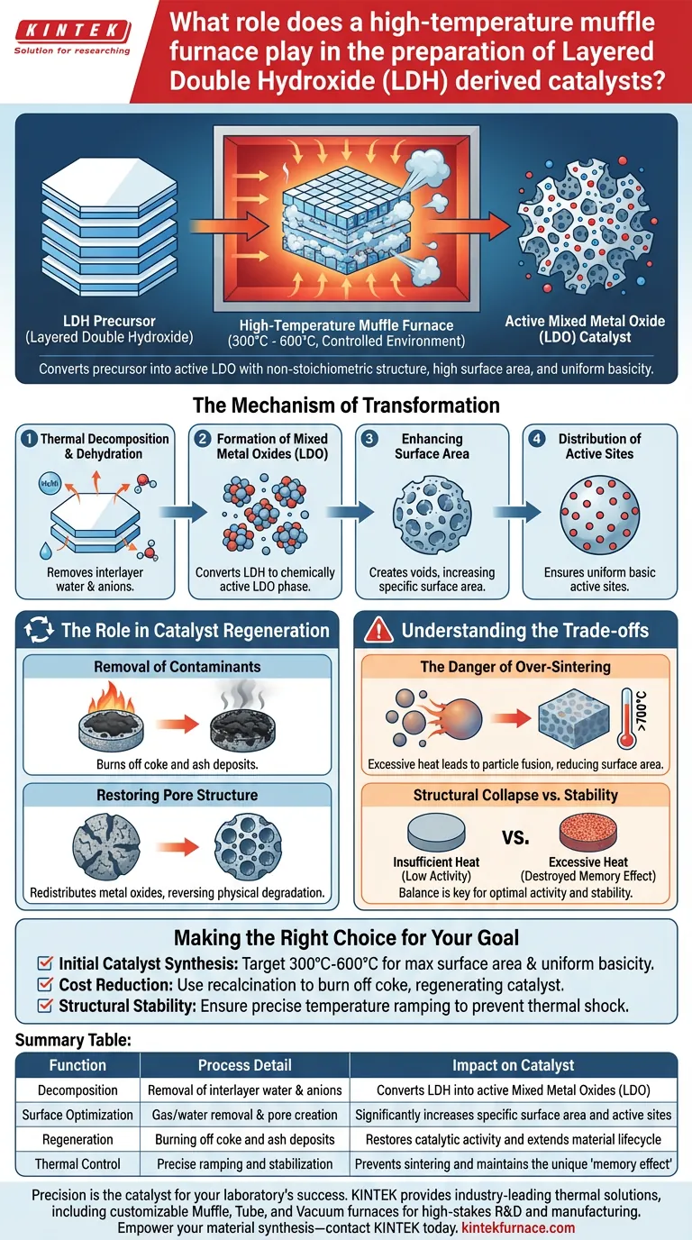 马弗炉在LDH衍生催化剂中扮演什么角色？解锁高性能催化剂合成 图解指南
