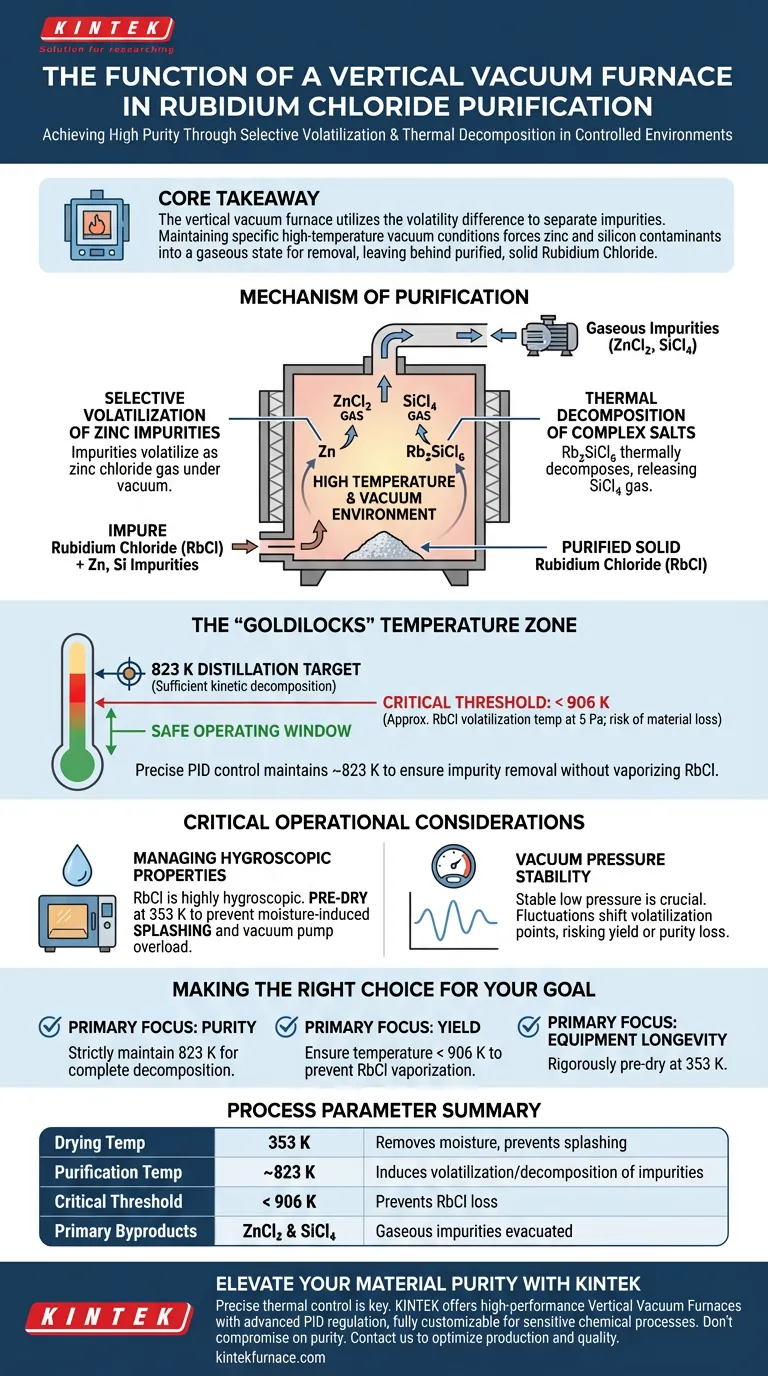Какова функция вертикальной вакуумной печи при очистке хлорида рубидия? Достижение высокой чистоты выхода Визуальное руководство