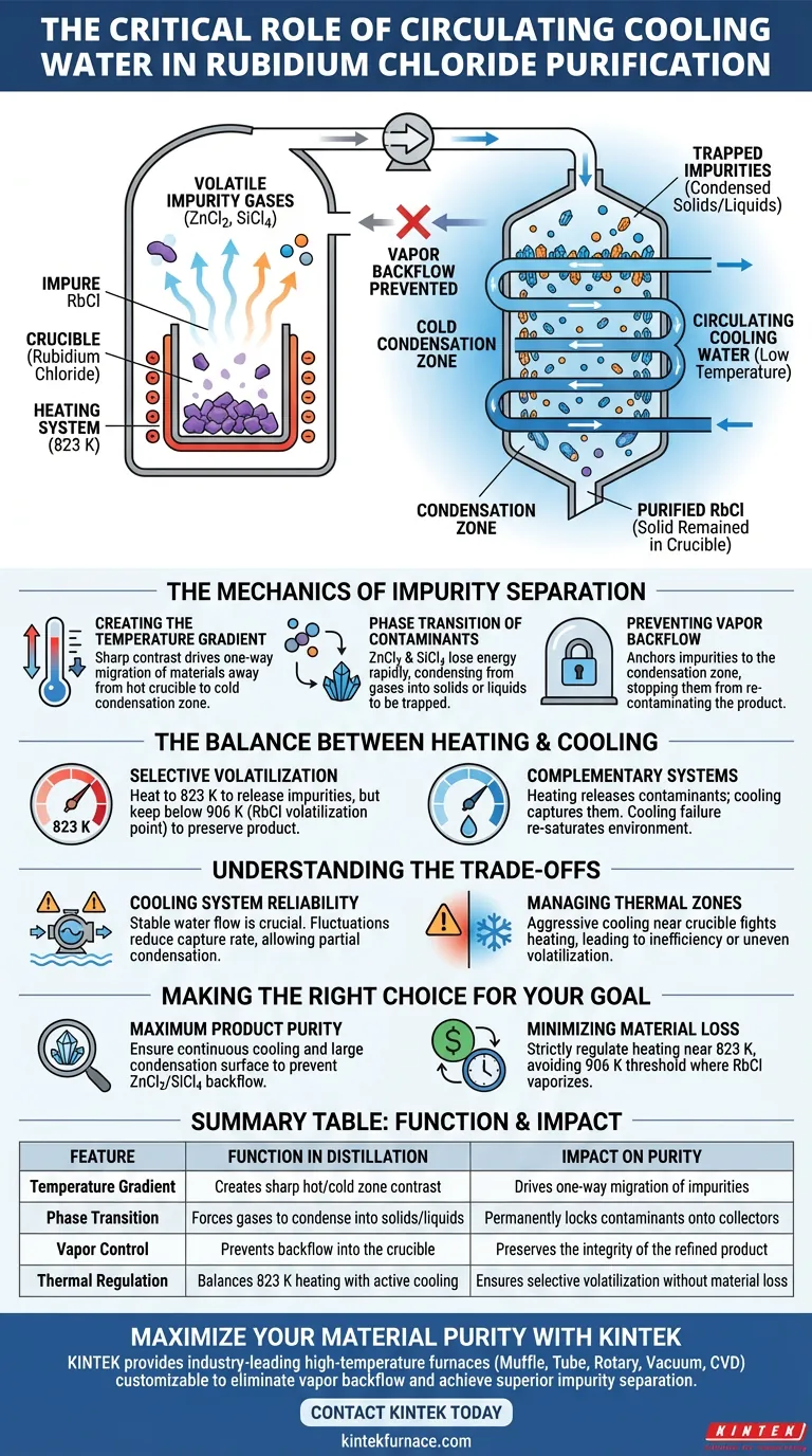 Como um sistema de água de resfriamento circulante contribui para a remoção de impurezas? Otimizar a Pureza do Cloreto de Rubídio Guia Visual