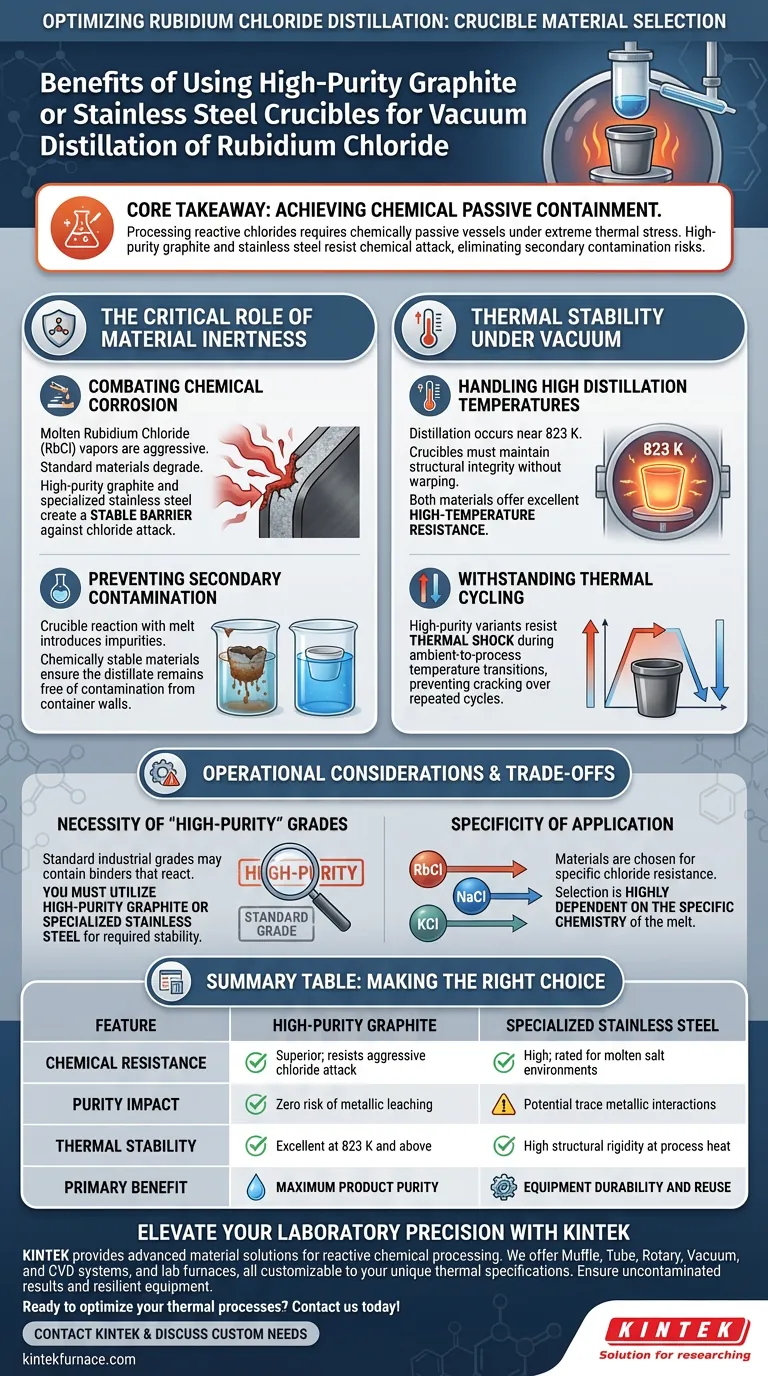 ما هي فوائد استخدام بوتقات الجرافيت أو الفولاذ المقاوم للصدأ لكلوريد الروبيديوم؟ ضمان أقصى درجة نقاء دليل مرئي