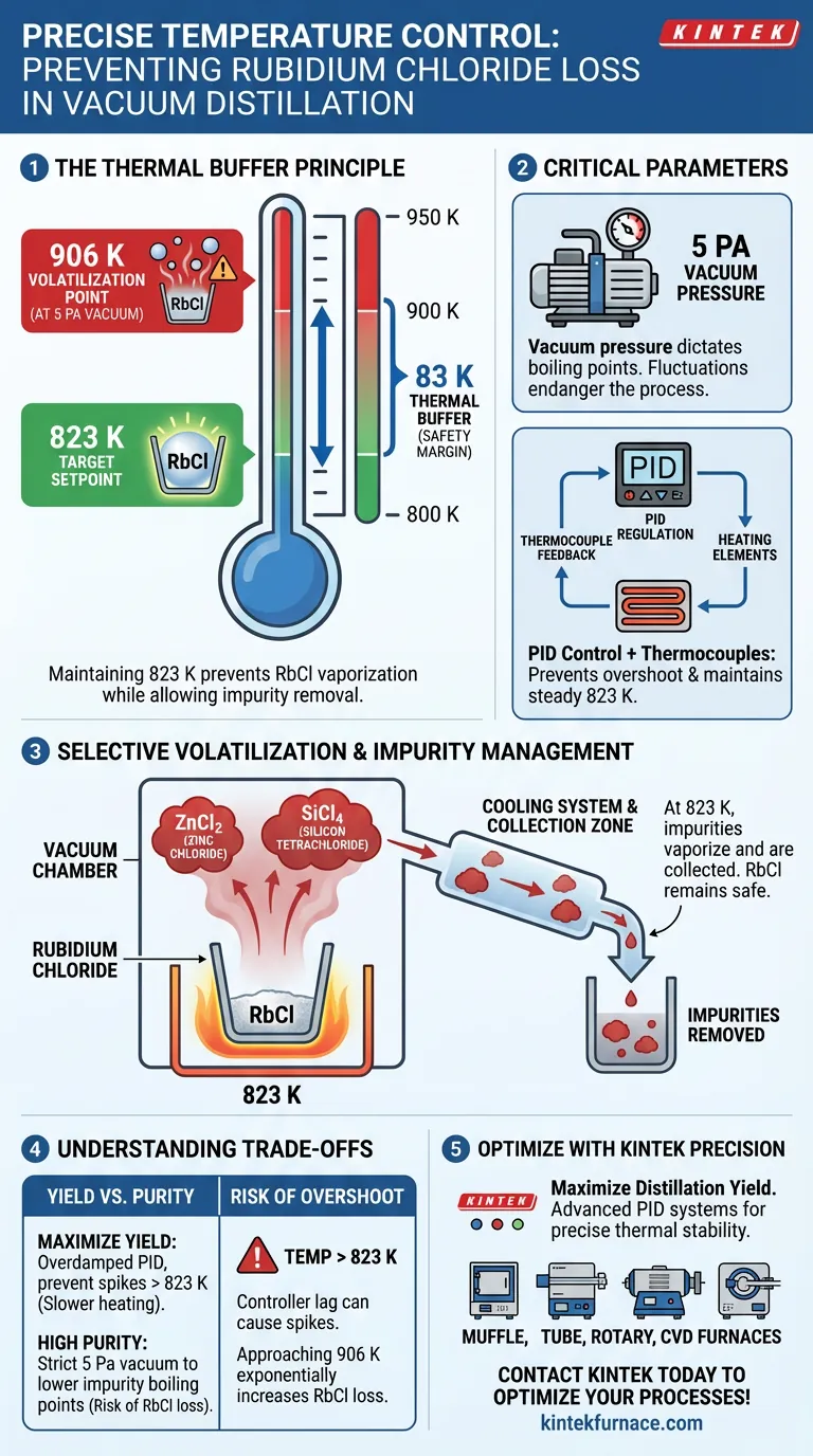 ¿Cómo evita un sistema de control de temperatura preciso la pérdida de cloruro de rubidio? Optimizar el rendimiento de la destilación al vacío Guía Visual