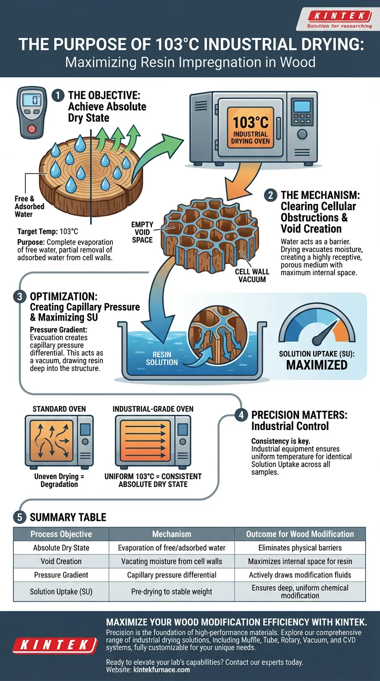 木材サンプルを103℃に加熱するために工業用乾燥炉を使用する目的は何ですか？樹脂含浸の強化 ビジュアルガイド
