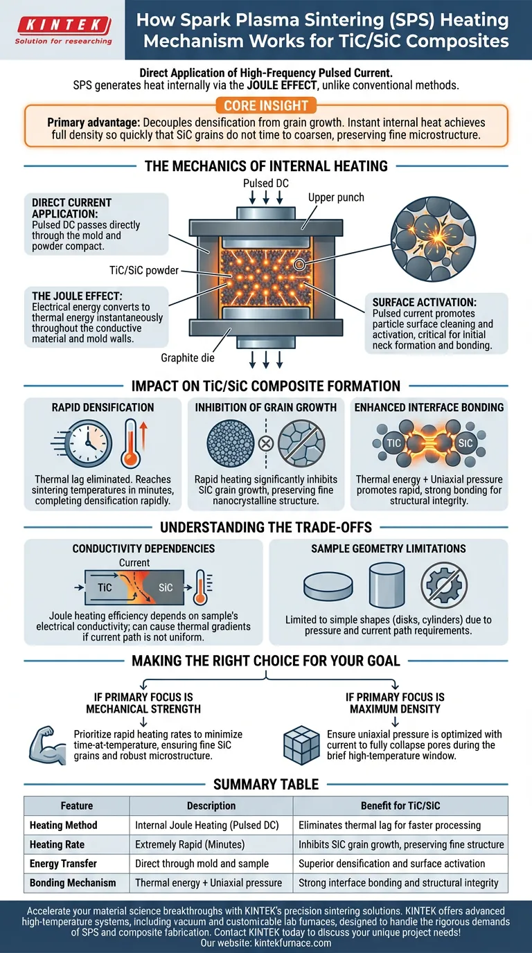 Come funziona il meccanismo di riscaldamento dello Sintering a Plasma di Scintilla (SPS)? Migliorare la Fabbricazione di Compositi TiC/SiC Guida Visiva