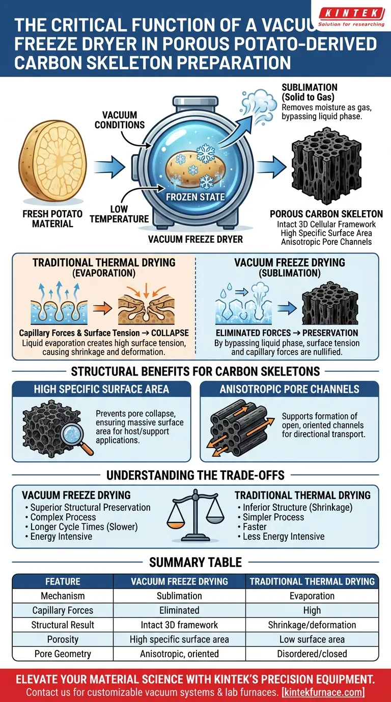 ジャガイモの炭素骨格における真空凍結乾燥機の機能は何ですか？多孔質性と表面積を確保する ビジュアルガイド
