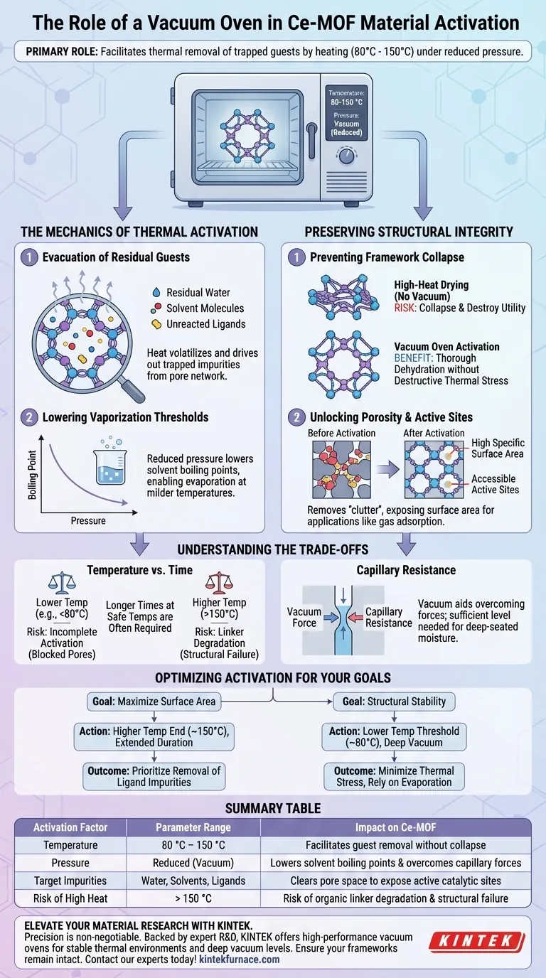 真空烘箱在 Ce-MOF 活化过程中扮演什么角色？释放最大孔隙率和表面积 图解指南