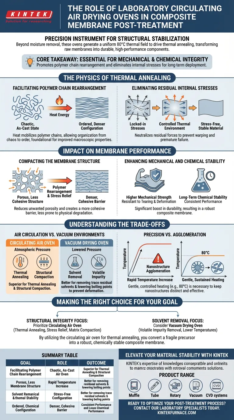 Какую роль играет лабораторная сушильная камера с циркуляцией воздуха в постобработке композитных мембран? Мастер стабильности Визуальное руководство