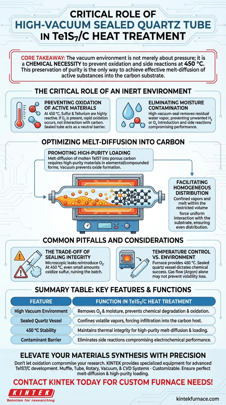 Почему для термообработки композитов Te1S7/C требуется герметичная кварцевая трубка с высоким вакуумом? Обеспечение чистоты и загрузки Визуальное руководство