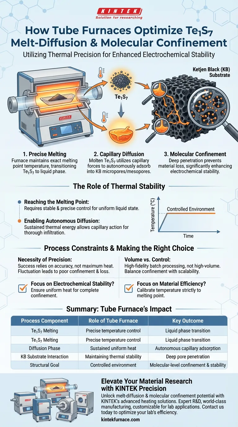 Wie nutzt der Schmelzdiffusionsprozess für Te1S7 Rohröfen? Erreichen einer hochpräzisen molekularen Einschließung Visuelle Anleitung