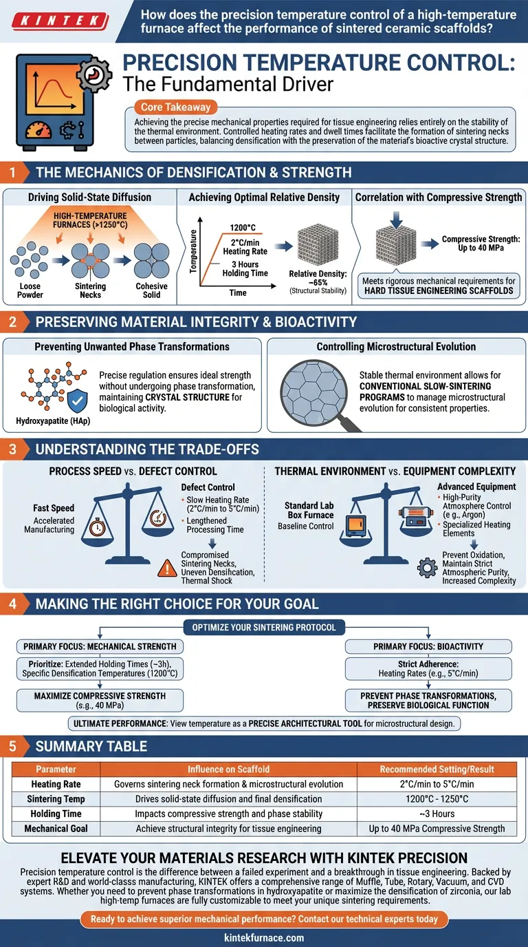 Como o controle preciso de temperatura do forno afeta os andaimes cerâmicos sinterizados? Otimizar Resistência e Bioatividade Guia Visual