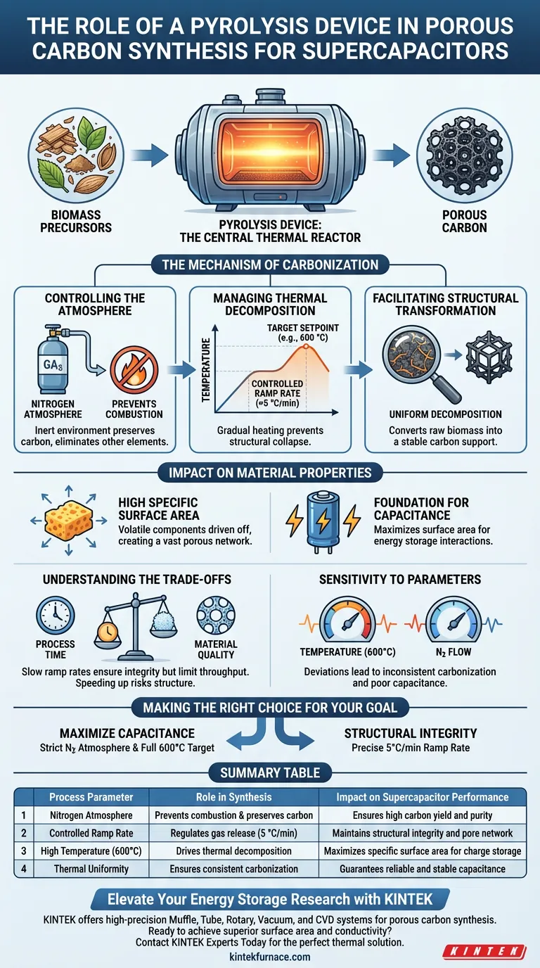 在超级电容器多孔碳合成中，热解装置起着什么作用？关键的热学秘密 图解指南