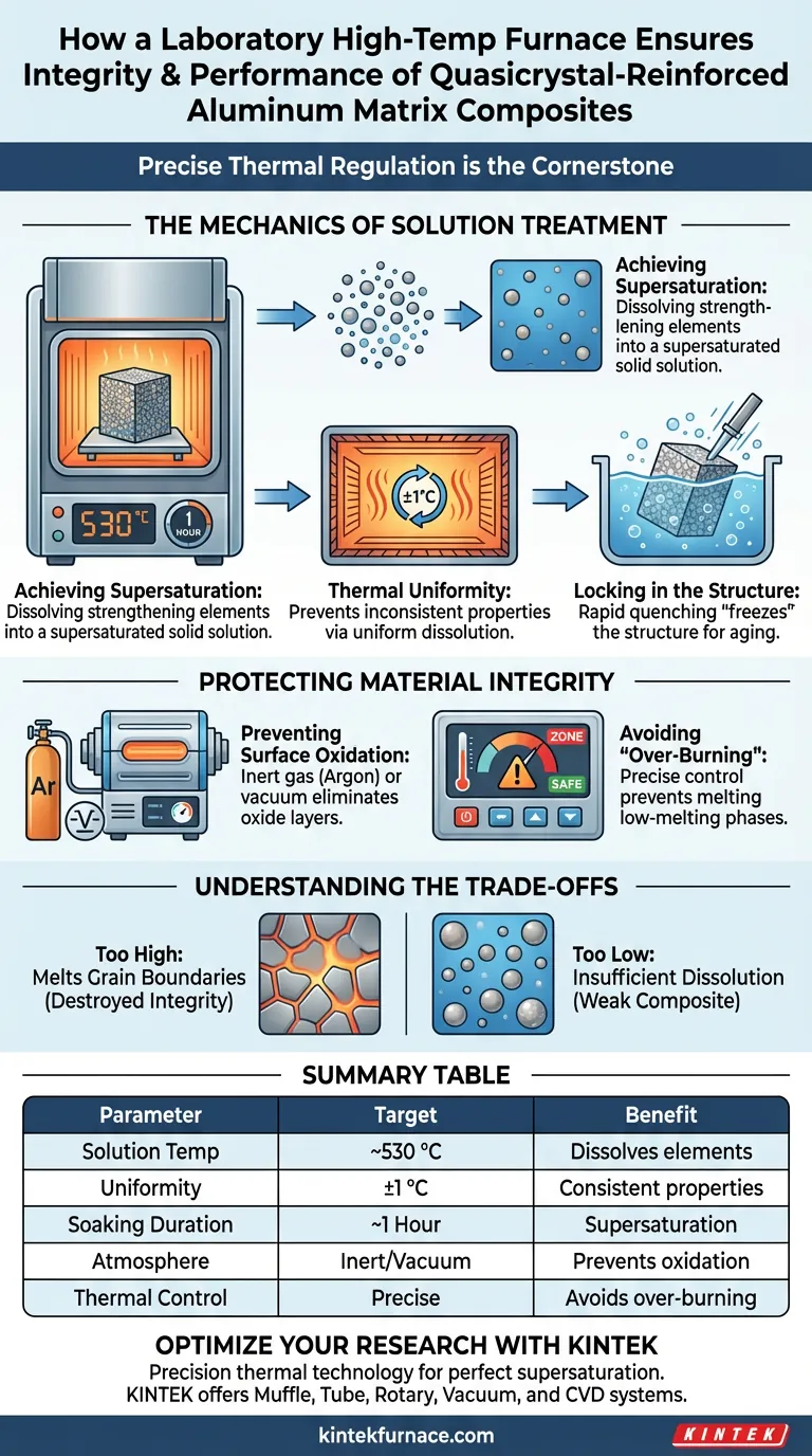 ¿Cómo garantiza un horno de alta temperatura de laboratorio la integridad de los compuestos de aluminio reforzados con cuasicristales? Guía de expertos Guía Visual