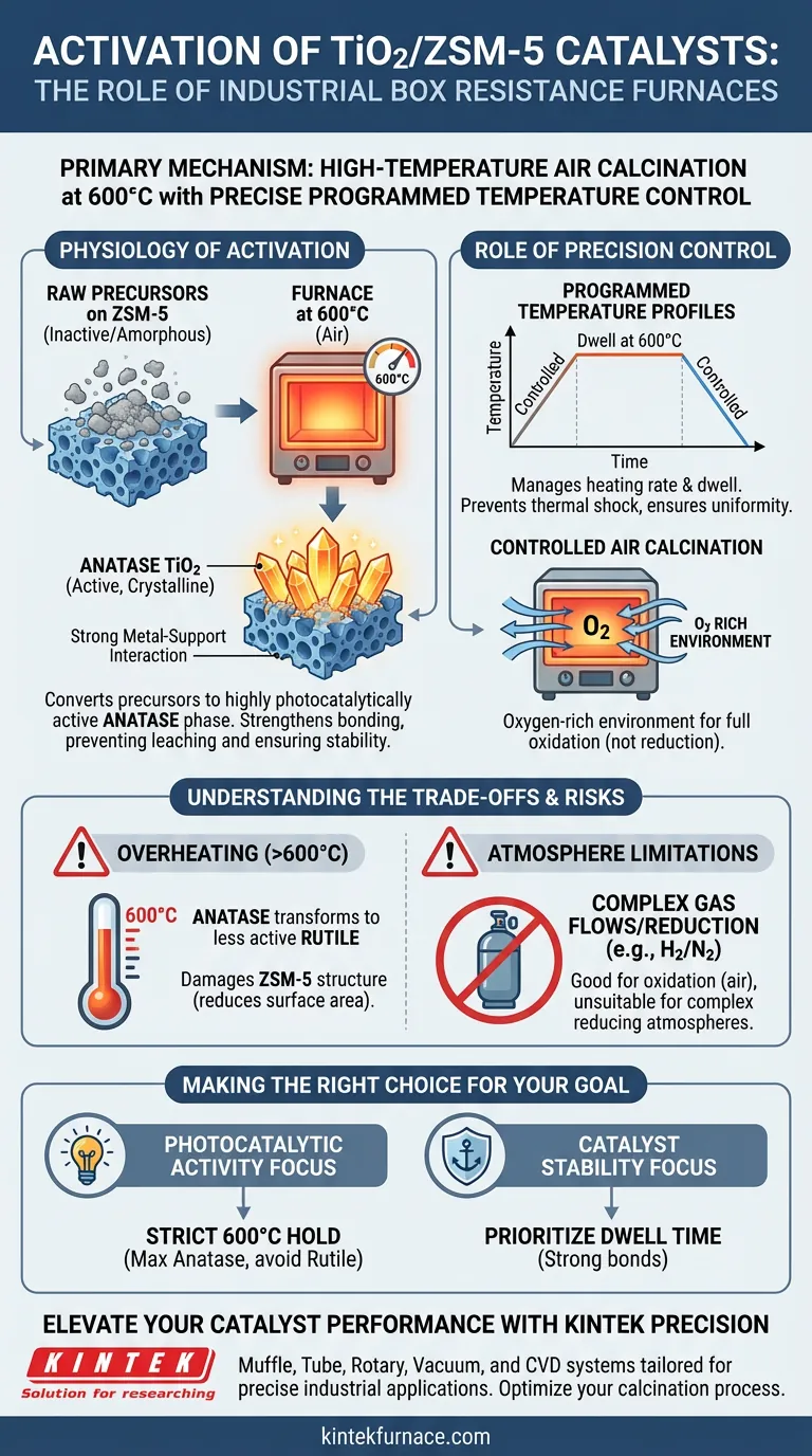 산업용 박스 저항로가 TiO2/ZSM-5 촉매를 활성화하는 방법은 무엇인가요? 전문가의 하소 공정 통찰력 시각적 가이드