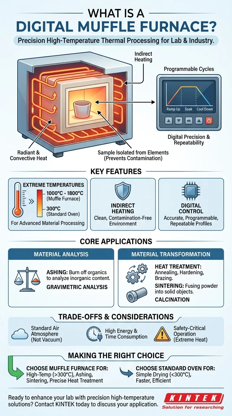 Qual è l'uso di un forno a muffola digitale? Sblocca la lavorazione di precisione ad alta temperatura Guida Visiva