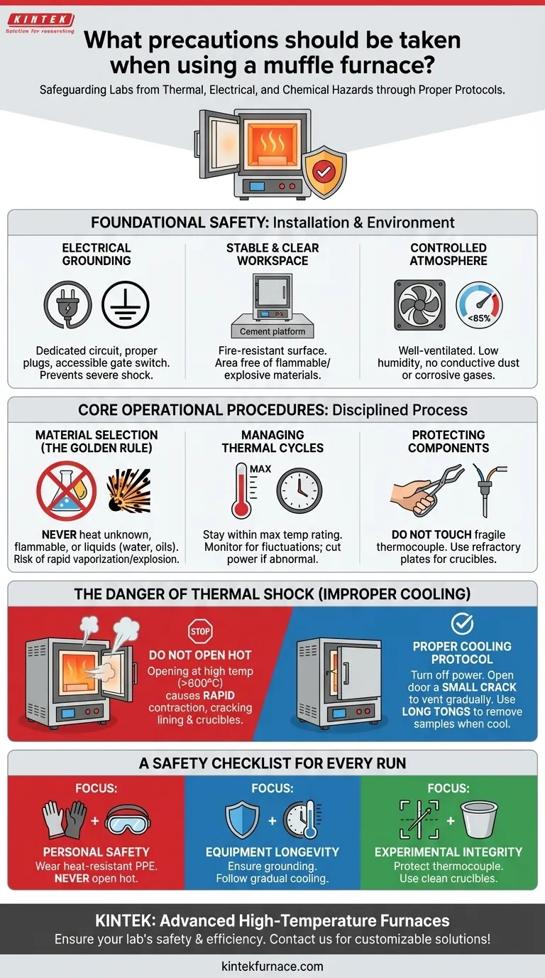 What precautions should be taken when using a muffle furnace? Essential Safety Guidelines for Lab Success Visual Guide