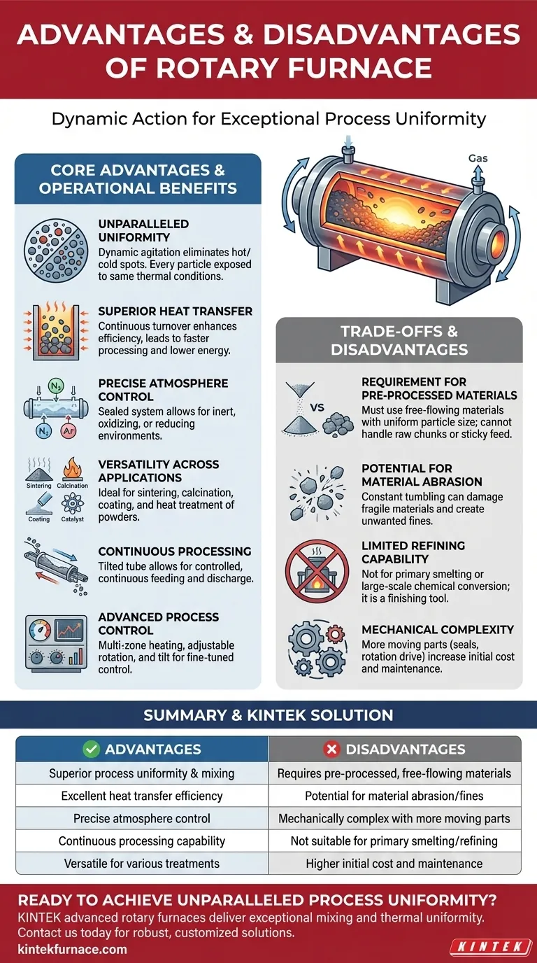 Quais são as vantagens e desvantagens do forno rotativo? Um Guia para Uniformidade Superior do Processo Guia Visual