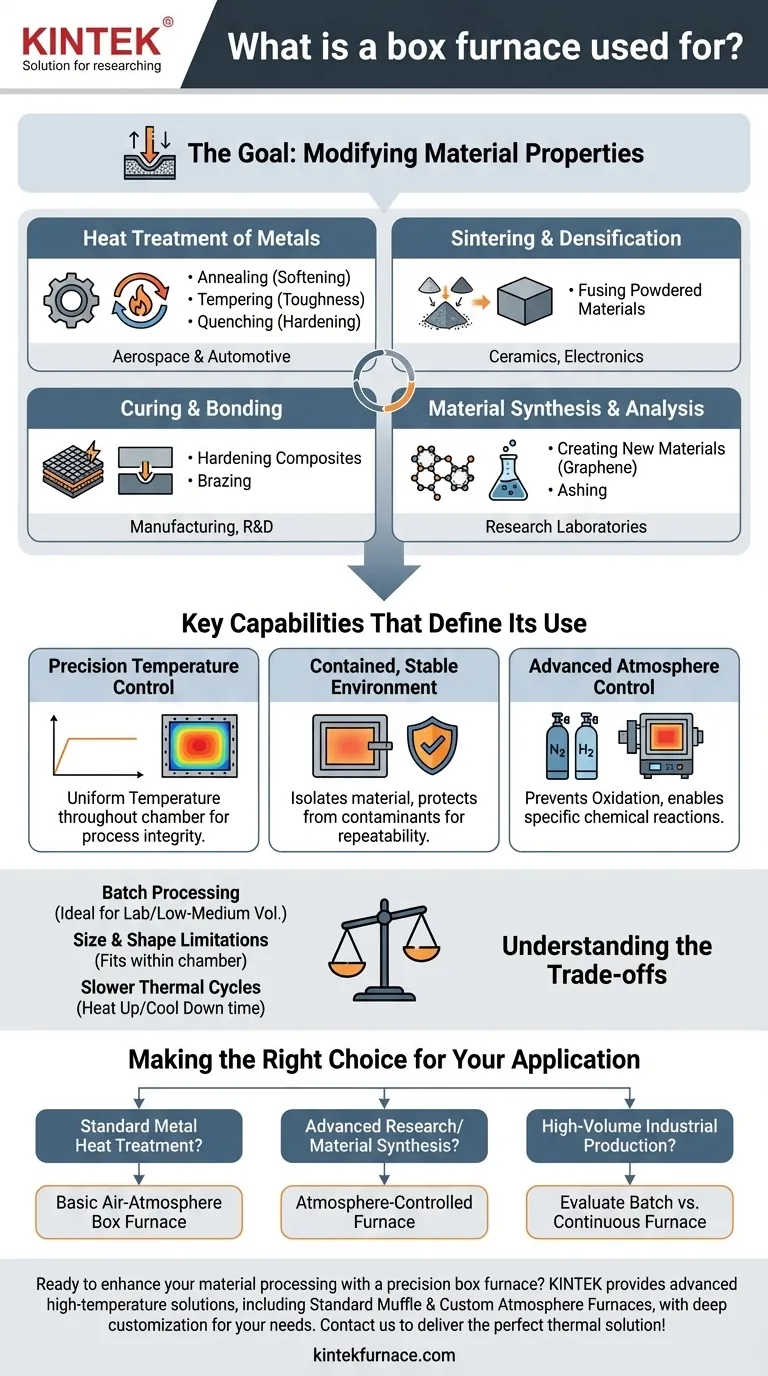 Para que serve um forno tipo caixa? Obtenha Processamento Térmico Preciso para Seus Materiais Guia Visual