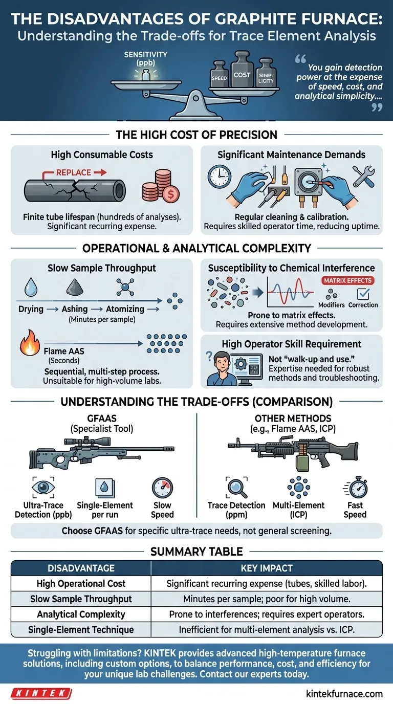 Quais são as desvantagens do forno de grafite? Alto Custo, Baixa Velocidade e Complexidade Guia Visual