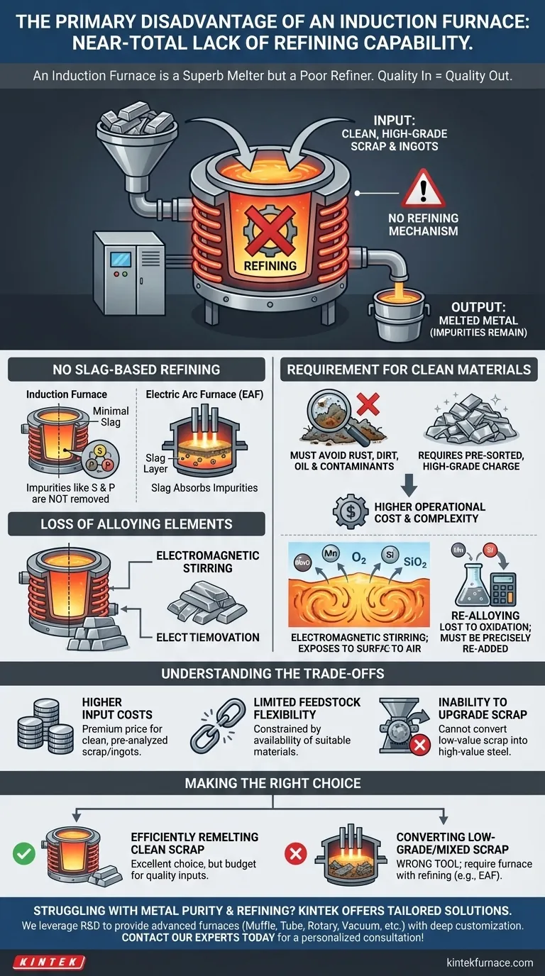 ¿Cuál es la desventaja de un horno de inducción? Su limitación principal en el refinado de metales Guía Visual