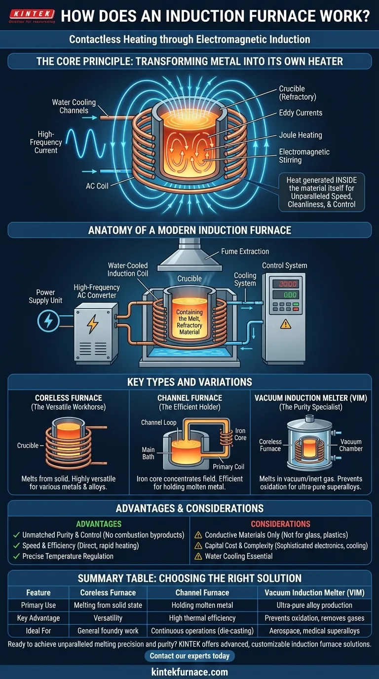 Come funziona il forno a induzione? Padroneggia la fusione di metalli senza contatto e ad alta purezza Guida Visiva