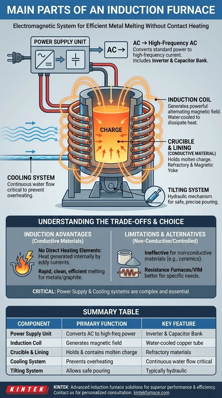 Quali sono le parti principali di un forno a induzione? Comprendere il sistema centrale per la fusione efficiente dei metalli Guida Visiva