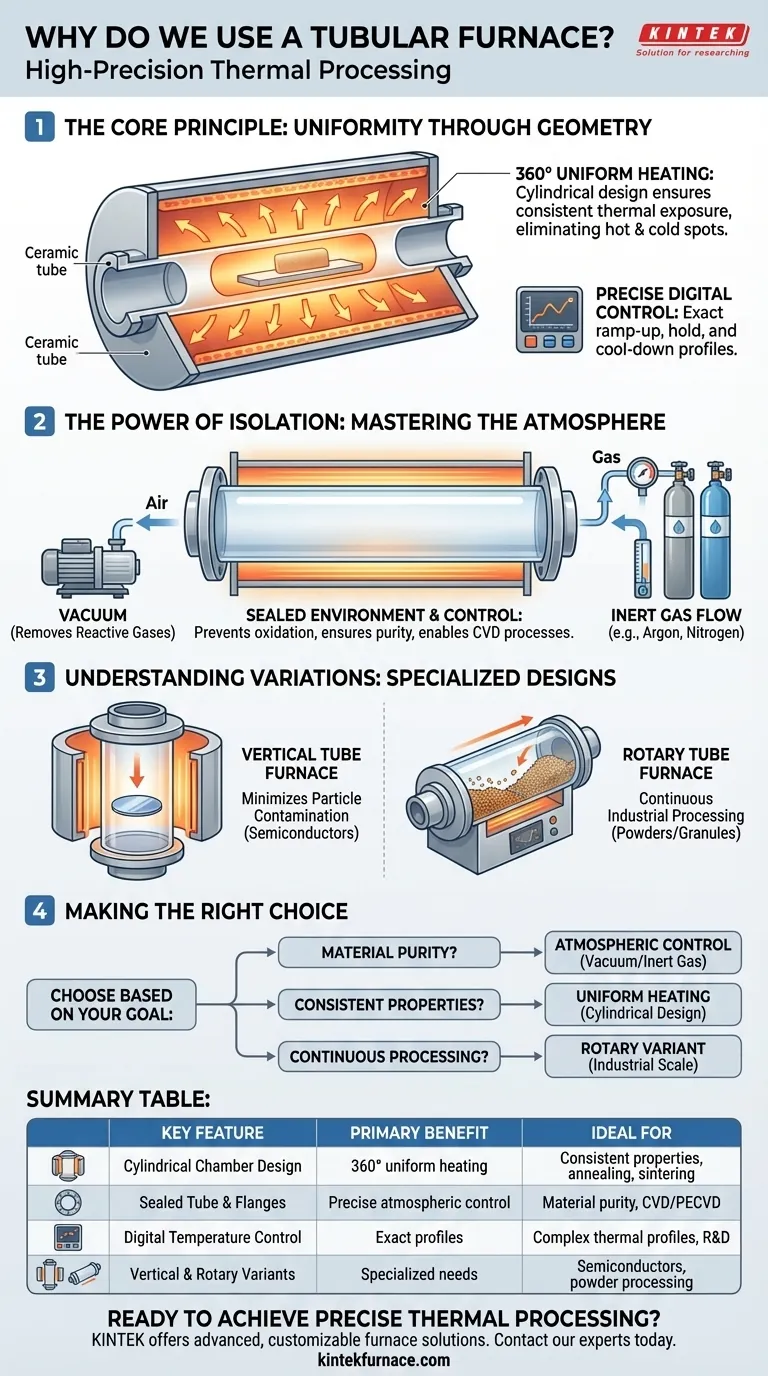 Почему мы используем трубчатую печь? Для непревзойденной однородности температуры и контроля атмосферы Визуальное руководство