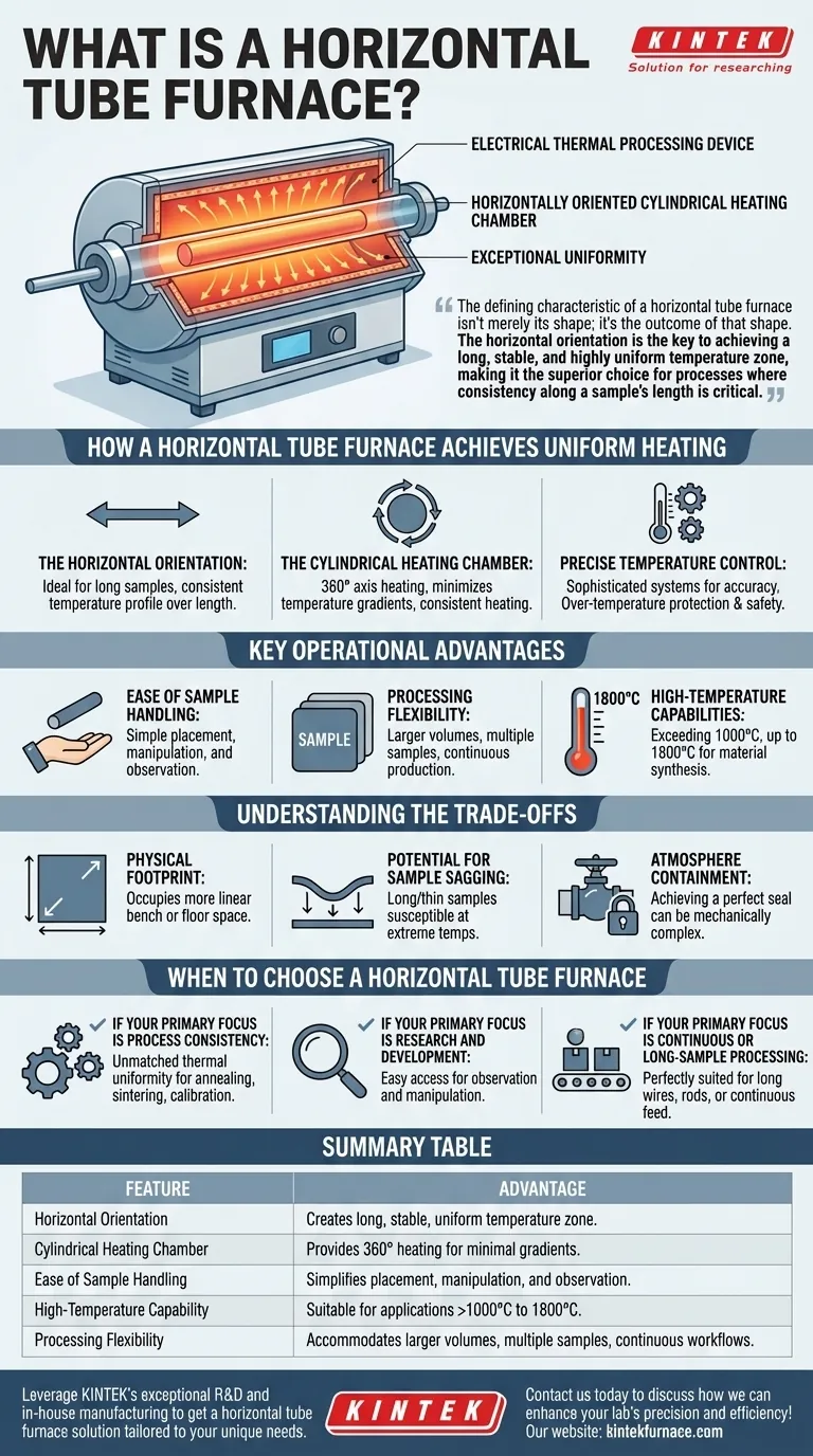 O que é um forno tubular horizontal? Obtenha Uniformidade Térmica Superior para Suas Amostras Guia Visual