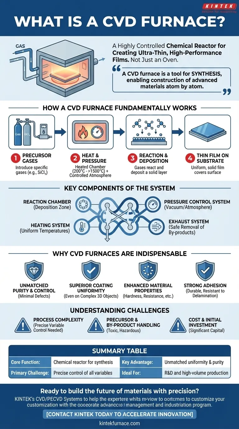 Cos'è un forno CVD? Uno strumento di precisione per la costruzione di materiali avanzati Guida Visiva