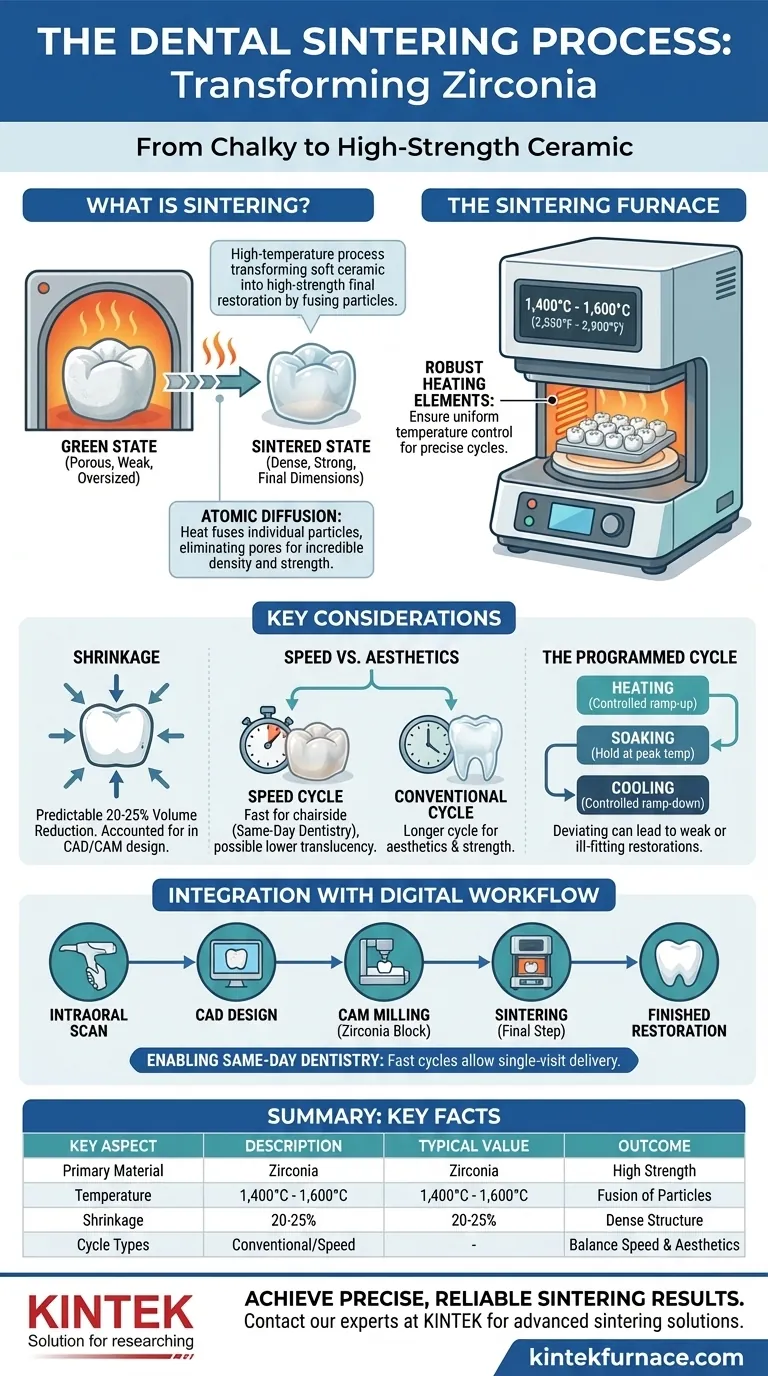 Cos'è il processo di sinterizzazione in odontoiatria? Sblocca la forza dei restauri in zirconia Guida Visiva