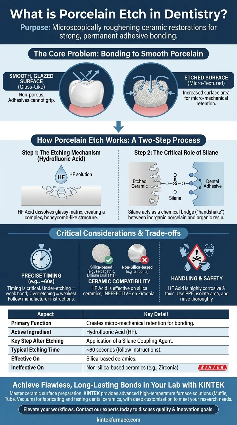 치과에서 포세린 에칭은 무엇에 사용됩니까? 수복물에 강력하고 내구성 있는 접착력을 보장하는 방법 시각적 가이드