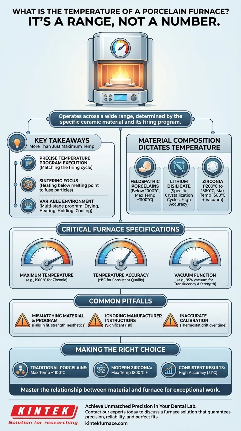 What is the temperature of a porcelain furnace? Master the Sintering Process for Perfect Results Visual Guide