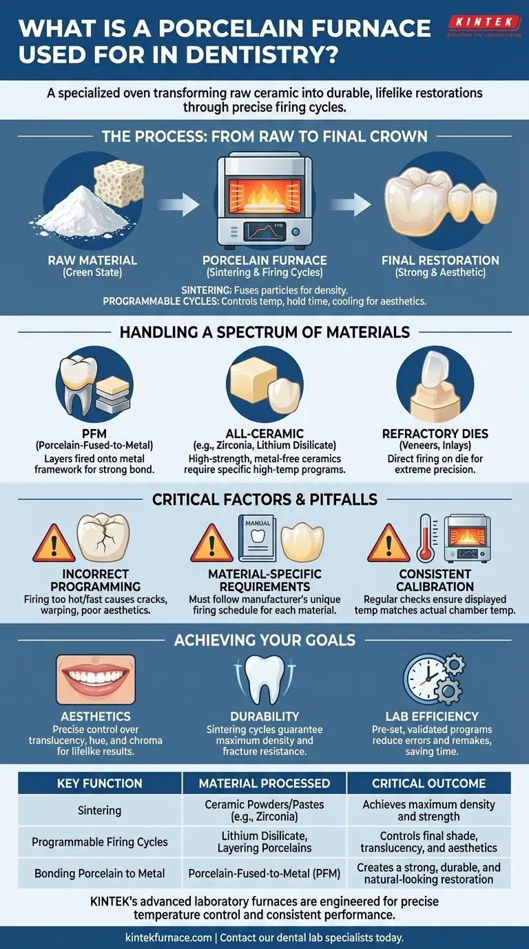 What is a porcelain furnace used for in dentistry? Transforming Raw Materials into Lifelike Restorations Visual Guide
