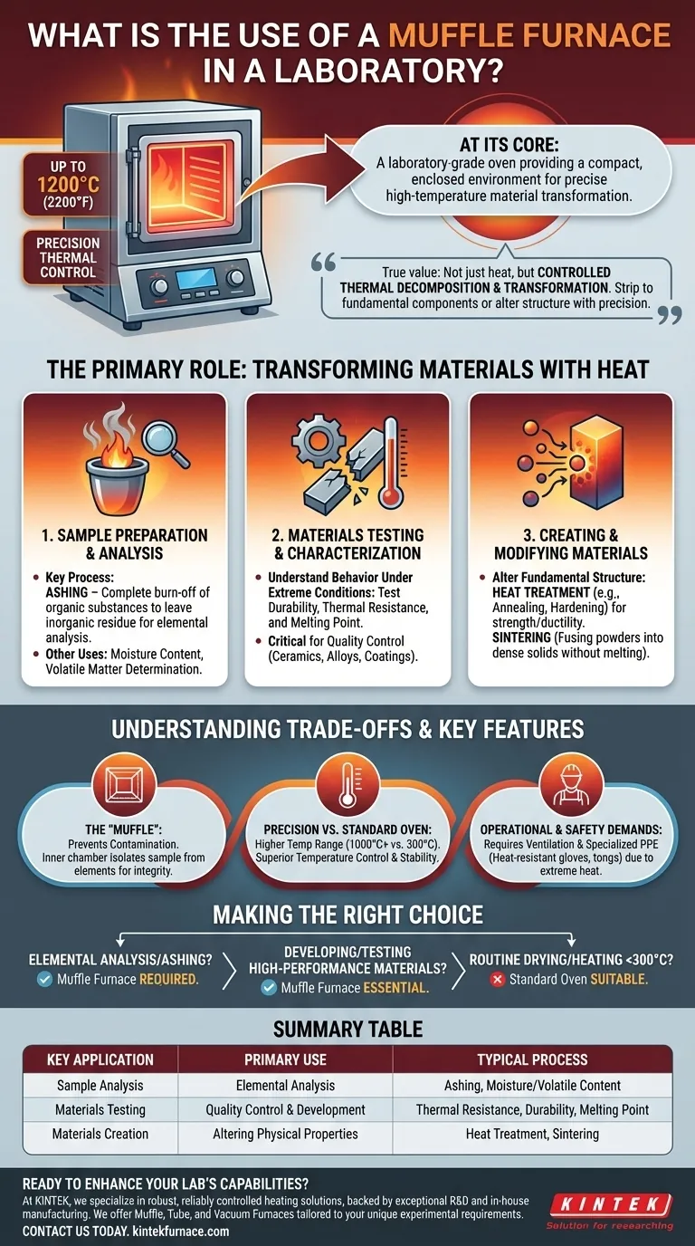 What is the use of a muffle furnace in a laboratory? Achieve Precise High-Temperature Transformations Visual Guide