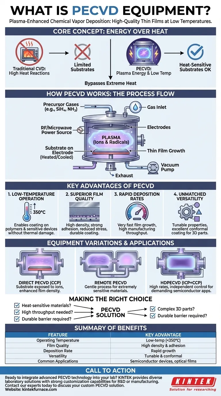 Was ist PECVD-Ausrüstung? Ein Leitfaden zur Niedertemperatur-Dünnschichtabscheidung Visuelle Anleitung