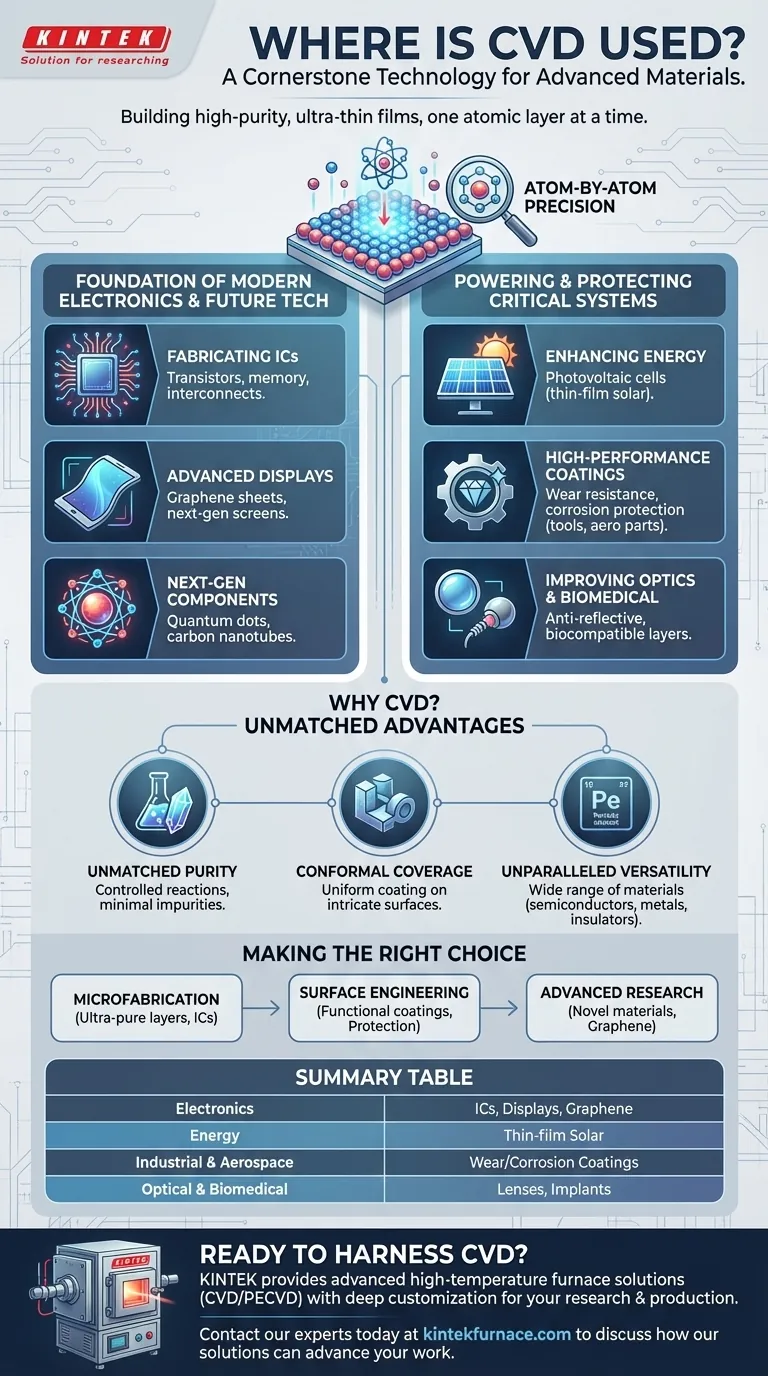 Dove viene utilizzato il CVD? Sbloccare materiali ad alte prestazioni in elettronica, energia e aerospaziale Guida Visiva
