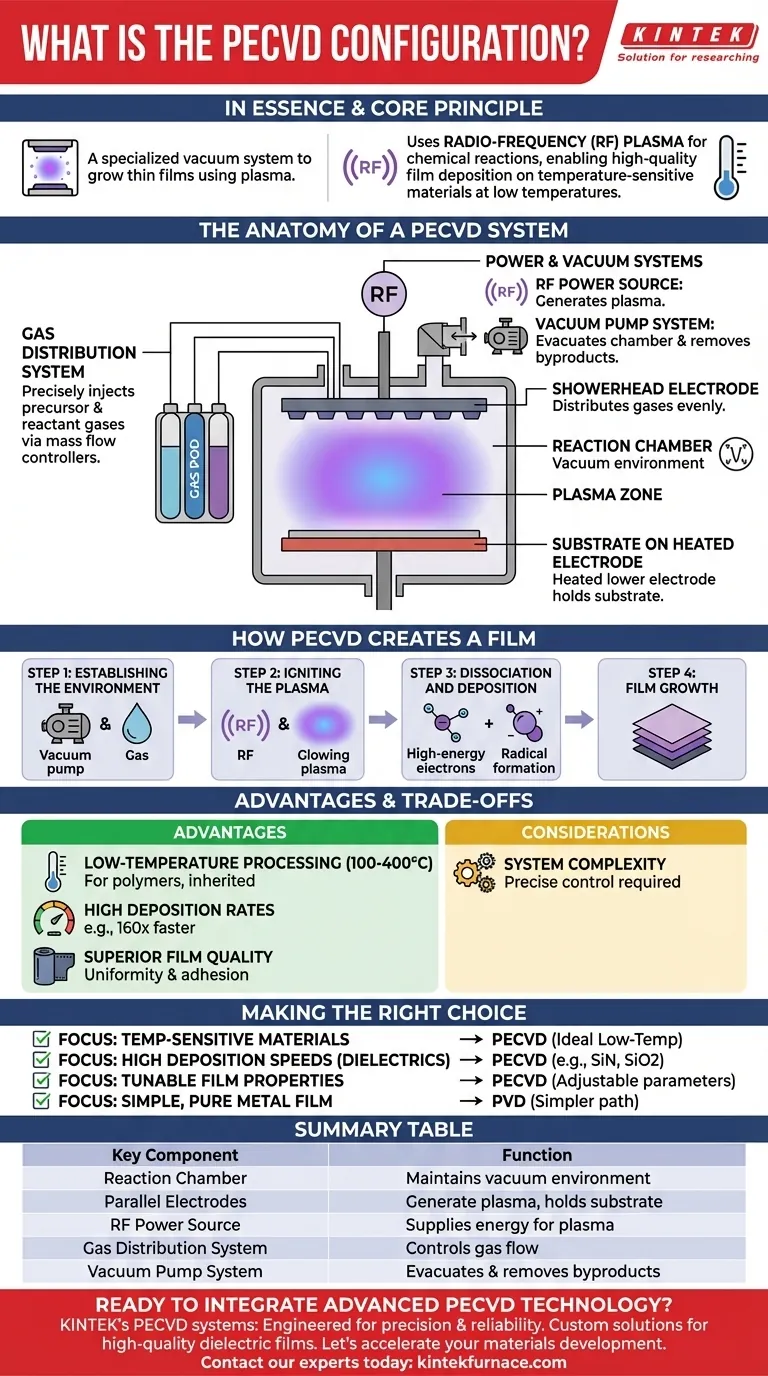 Quelle est la configuration du PECVD ? Un guide pour le dépôt de couches minces à basse température Guide Visuel