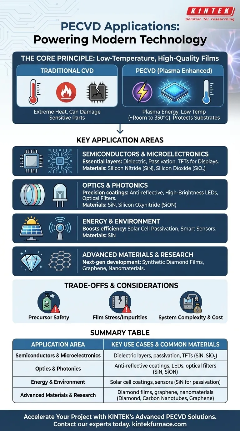 等离子体增强化学气相沉积的应用是什么？在较低温度下实现高性能薄膜 图解指南