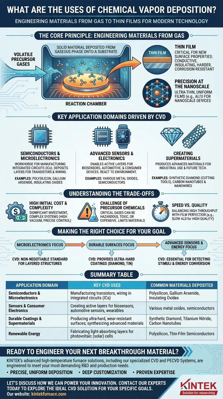 Quelles sont les utilisations du dépôt chimique en phase vapeur ? Alimenter la technologie moderne, des puces aux panneaux solaires Guide Visuel