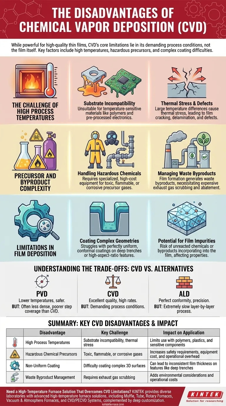 Quels sont les inconvénients du dépôt chimique en phase vapeur ? Gérer la chaleur élevée, les gaz dangereux et les géométries complexes Guide Visuel