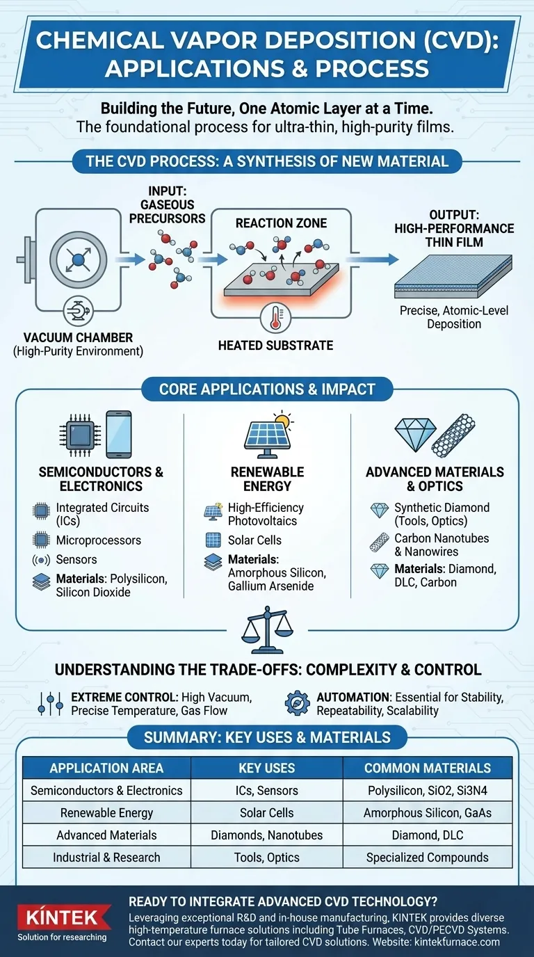 ما هي تطبيقات الترسيب الكيميائي للبخار؟ تشغيل التكنولوجيا الحديثة من الرقائق إلى الخلايا الشمسية دليل مرئي