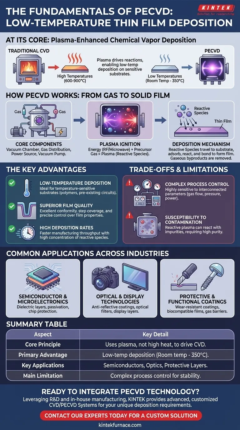 Quels sont les fondamentaux du PECVD ? Débloquez le dépôt de couches minces à basse température Guide Visuel