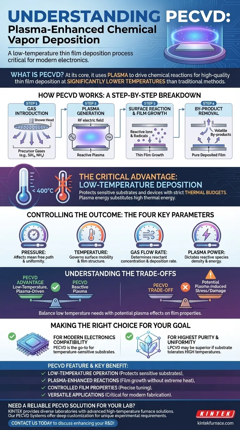 What is the PECVD process? Achieve Low-Temperature Thin Film Deposition Visual Guide