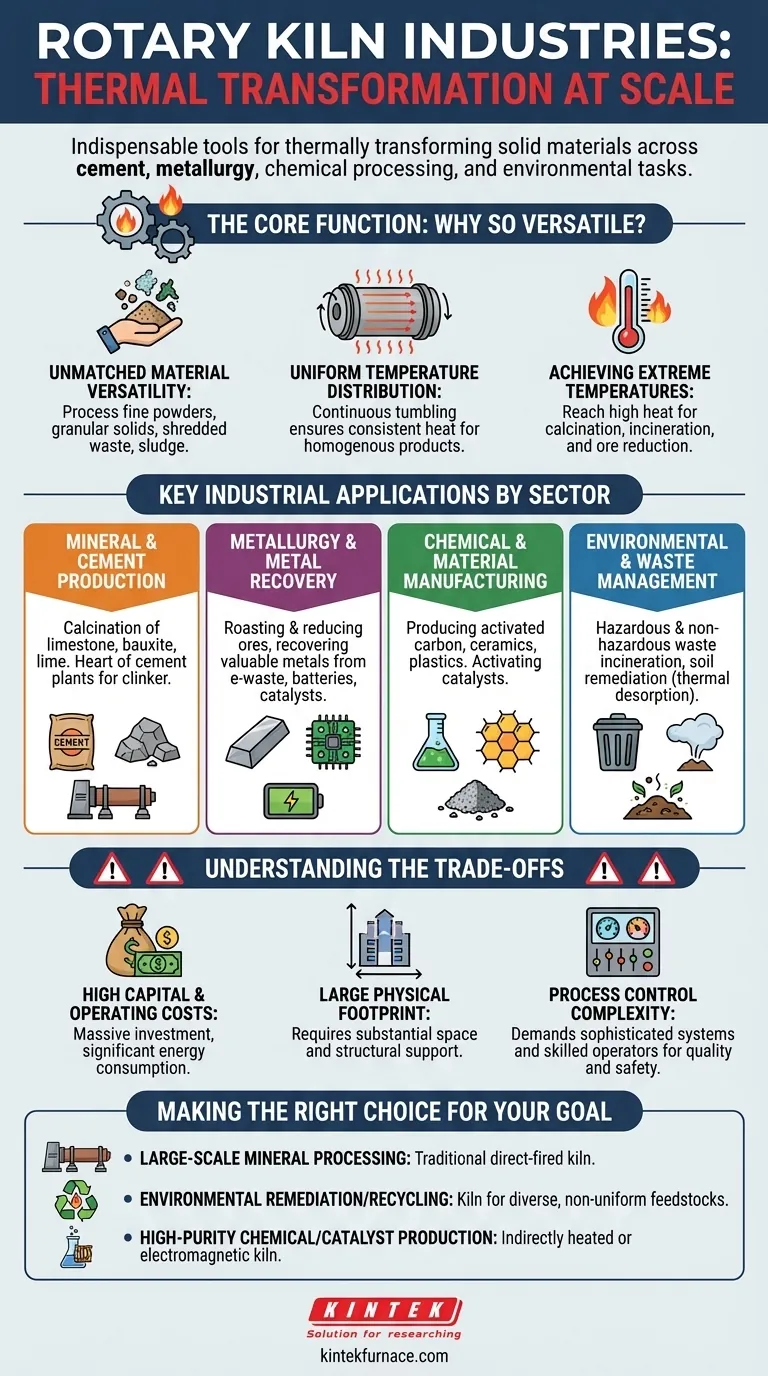 ロータリーキルンはどのような産業で使用されていますか？セメントから有害廃棄物リサイクルまで ビジュアルガイド