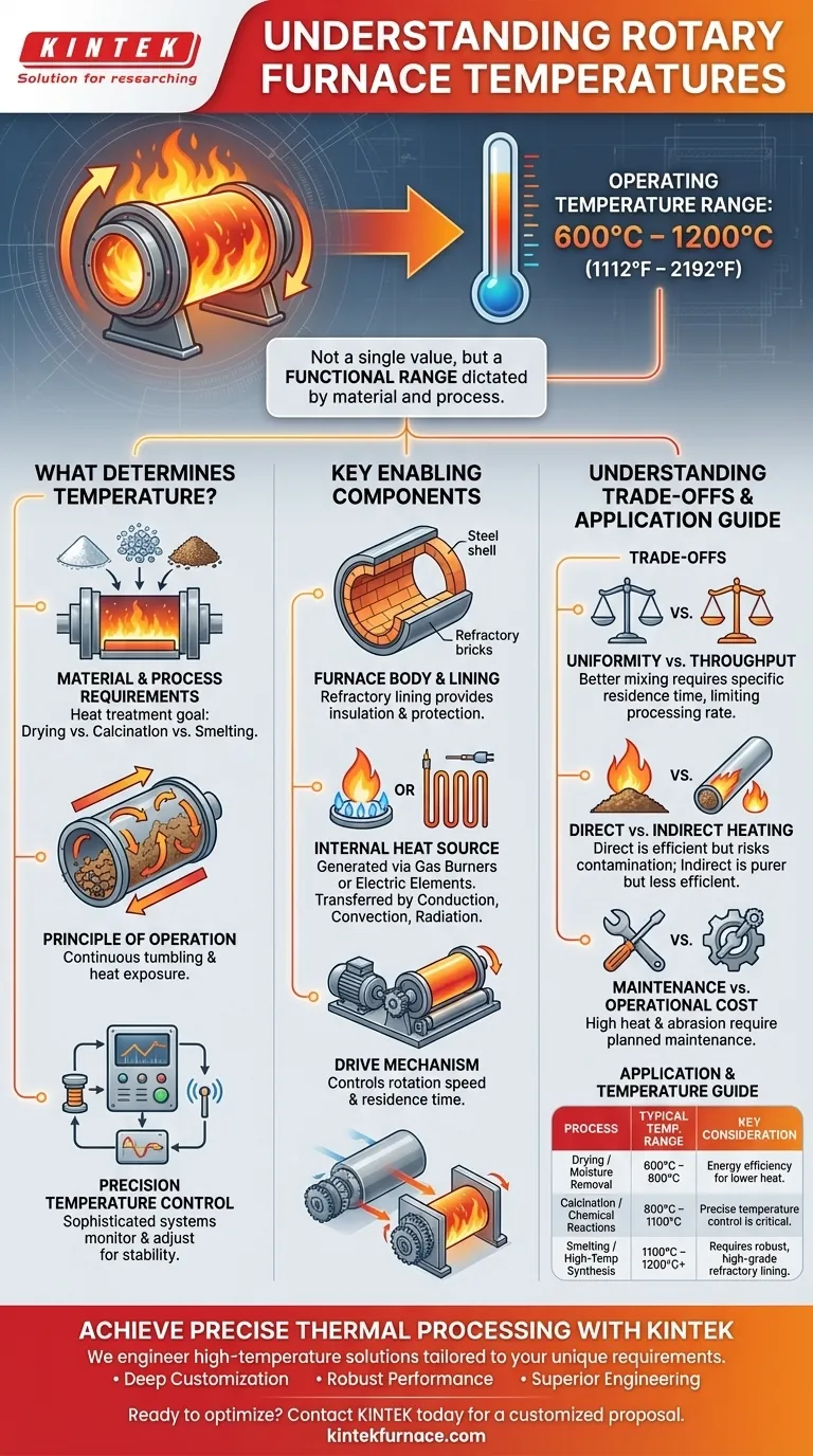 회전로의 온도는 얼마입니까? 공정에 맞춰 600°C에서 1200°C까지 열을 맞춤 설정하세요 시각적 가이드