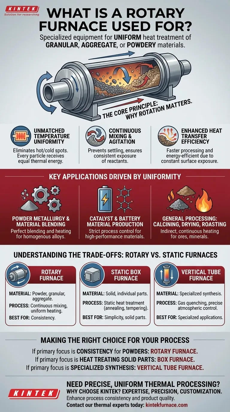 ¿Para qué se utiliza un horno rotatorio? Logre un tratamiento térmico uniforme para polvos y gránulos Guía Visual