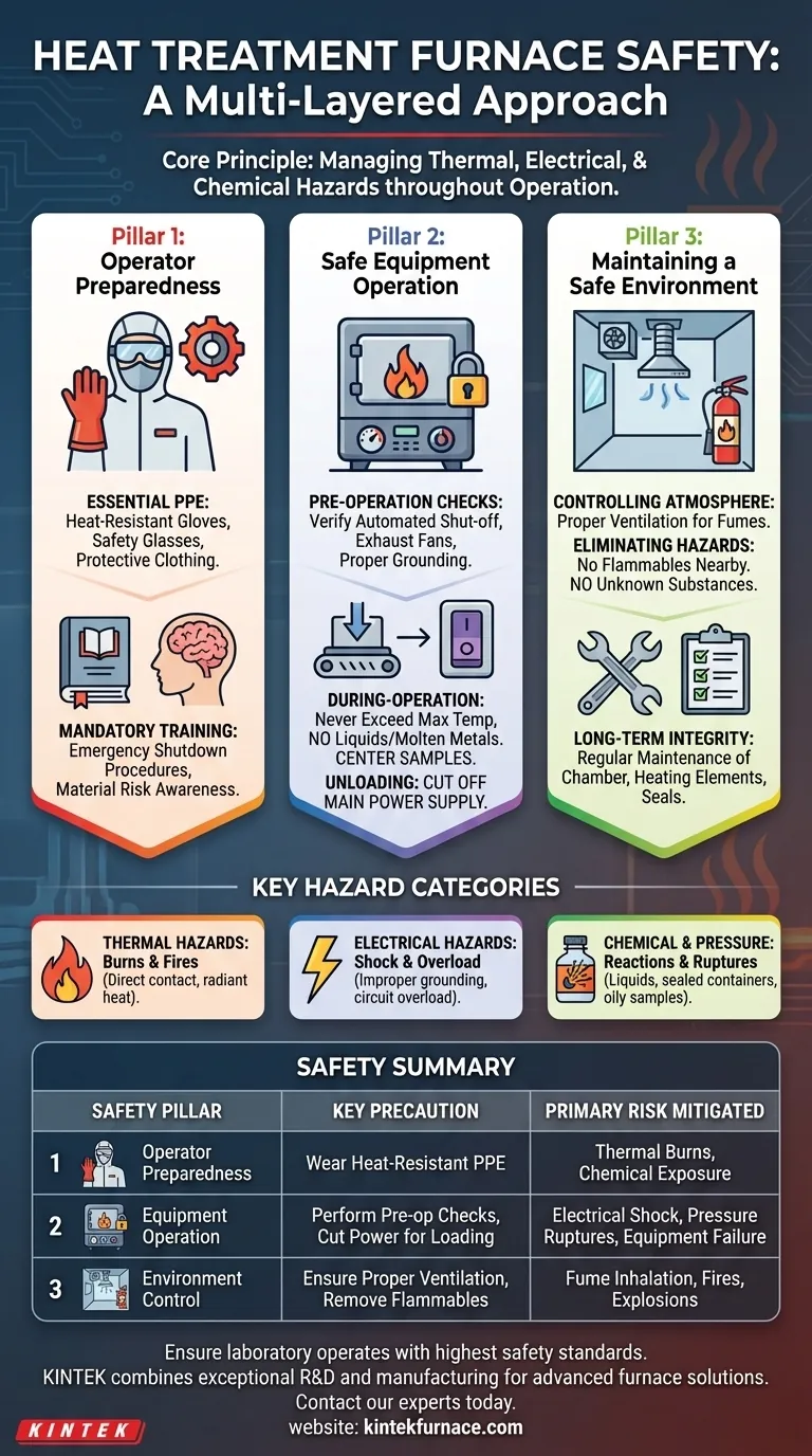 Quali sono le precauzioni di sicurezza per un forno di trattamento termico? Una guida sistematica per proteggere il tuo laboratorio Guida Visiva